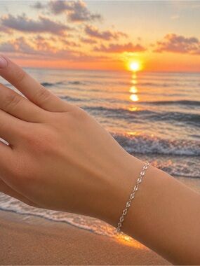 2.9mm Silver Sparkle Disc Link Custom Bracelet